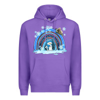 Purple winter   rainbow and snowman Premium Hoodie - AdoDesignShop