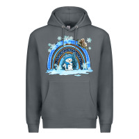 Rock winter   rainbow and snowman Premium Hoodie - AdoDesignShop