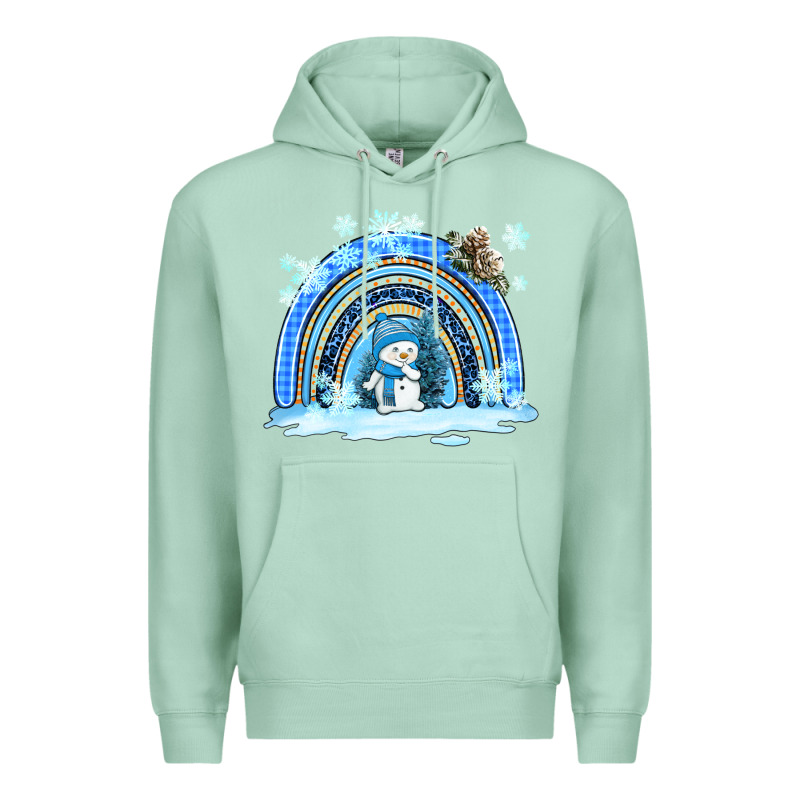 Winter   Rainbow And Snowman Premium Hoodie by AdoDesignShop | Teevron