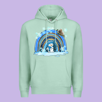 Winter   Rainbow And Snowman Premium Hoodie Designed By Adodesignshop