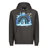 Smoke winter   rainbow and snowman Premium Hoodie - AdoDesignShop