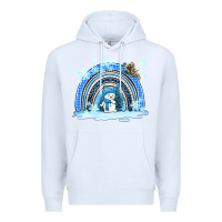 White winter   rainbow and snowman Premium Hoodie - AdoDesignShop