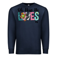 Navy Oh how he loves us Premium Sweatshirt - Neo Western