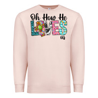 Pale Pink Oh how he loves us Premium Sweatshirt - Neo Western