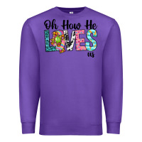 Purple Oh how he loves us Premium Sweatshirt - Neo Western