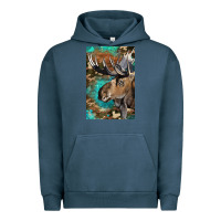 Pigment Midnight Navy Western Camo Moose Urban Hoodie - LillyAllenDesigns