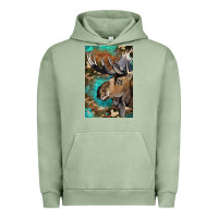 Pigment Oil Green Western Camo Moose Urban Hoodie - LillyAllenDesigns