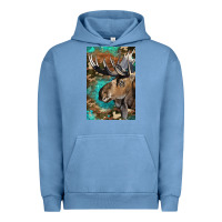 Pigment Pebble Blue Western Camo Moose Urban Hoodie - LillyAllenDesigns