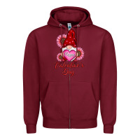 Burgundy happy valentines day gnomes with sunflower Zipper Hoodie - RanaPortraitStore