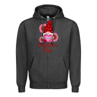 Charcoal Heather happy valentines day gnomes with sunflower Zipper Hoodie - RanaPortraitStore