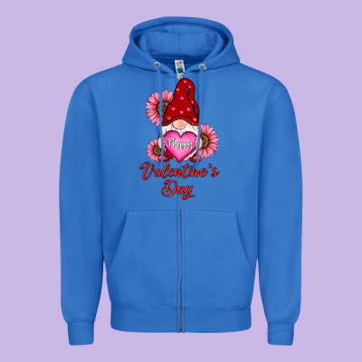 Zipper Hoodie happy valentines day gnomes with sunflower