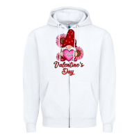 White happy valentines day gnomes with sunflower Zipper Hoodie - RanaPortraitStore