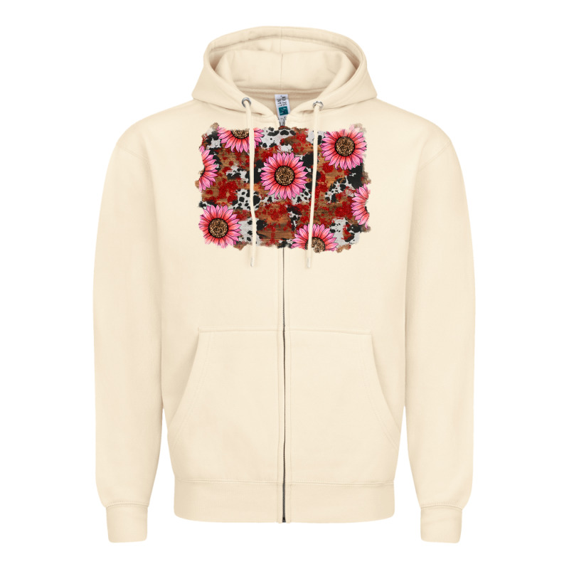 Valentines Day Sunflowers Leopard Cowhide Backgrou Zipper Hoodie by RanaPortraitStore | Teevron