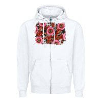 White valentines day sunflowers leopard cowhide backgrou Zipper Hoodie - RanaPortraitStore