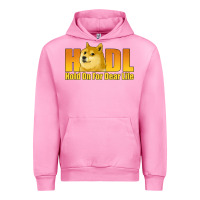 Fuchsia Pink hodl hold on for dear life dogecoin Urban Hoodie - Jasminsmagicworld