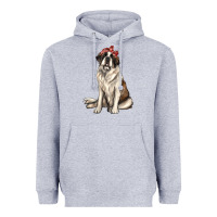 Heather Grey st bernard with bandanna Heavyweight Hoodie - texasbilliewilder