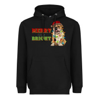 Black merry and bright english bulldog Heavyweight Hoodie - RanaPortraitStore