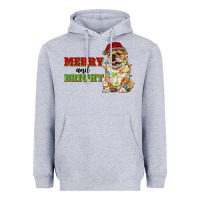 Heather Grey merry and bright english bulldog Heavyweight Hoodie - RanaPortraitStore