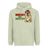 Matcha merry and bright english bulldog Heavyweight Hoodie - RanaPortraitStore