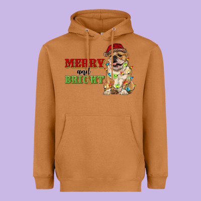 Merry And Bright English Bulldog Heavyweight Hoodie Designed By Ranaportraitstore