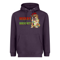 Plum merry and bright english bulldog Heavyweight Hoodie - RanaPortraitStore