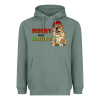 Sage merry and bright english bulldog Heavyweight Hoodie - RanaPortraitStore