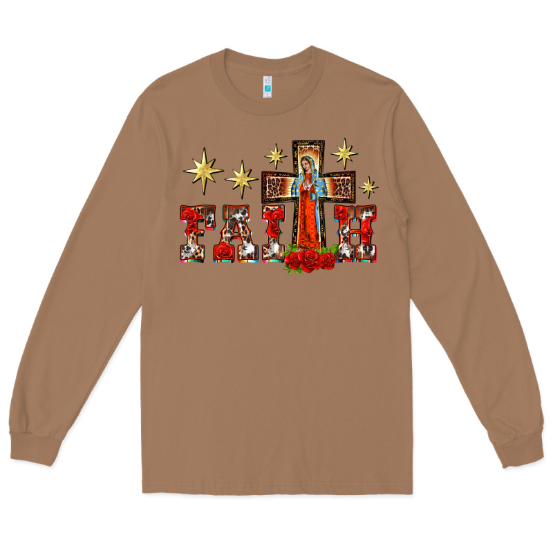 Faith Our Lady Of Guadalupe Cross Long Sleeve Tee by BarkalooDesign | Teevron