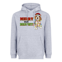 Heather Grey merry and bright beagle Heavyweight Hoodie - RanaPortraitStore