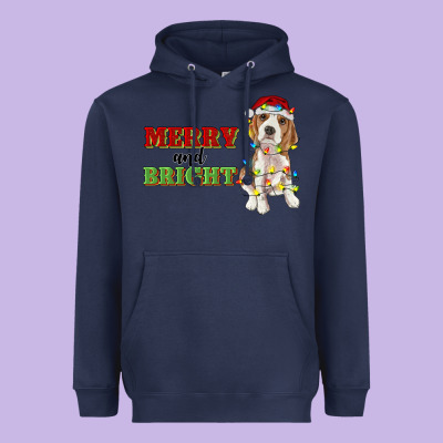 Merry And Bright Beagle Heavyweight Hoodie Designed By Ranaportraitstore