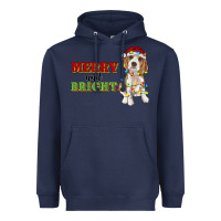 Navy merry and bright beagle Heavyweight Hoodie - RanaPortraitStore