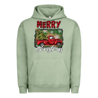 Pigment Oil Green merry christmas truck Urban Hoodie - BarkalooDesign