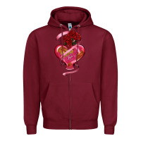 Burgundy heart glass vase love tickets with rose Zipper Hoodie - RanaPortraitStore