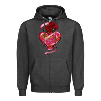 Charcoal Heather heart glass vase love tickets with rose Zipper Hoodie - RanaPortraitStore