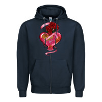 Navy heart glass vase love tickets with rose Zipper Hoodie - RanaPortraitStore
