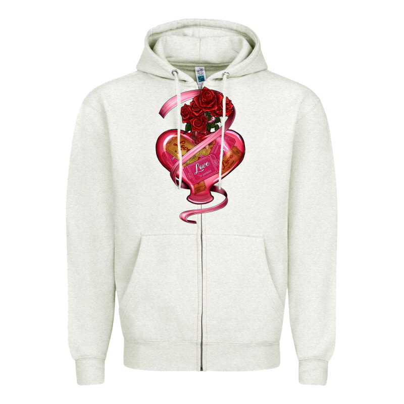 Heart Glass Vase Love Tickets With Rose Zipper Hoodie by RanaPortraitStore | Teevron