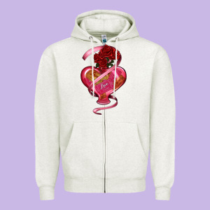 Heart Glass Vase Love Tickets With Rose Zipper Hoodie Designed By Ranaportraitstore