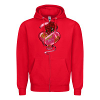 Red heart glass vase love tickets with rose Zipper Hoodie - RanaPortraitStore