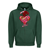 Sports Green heart glass vase love tickets with rose Zipper Hoodie - RanaPortraitStore