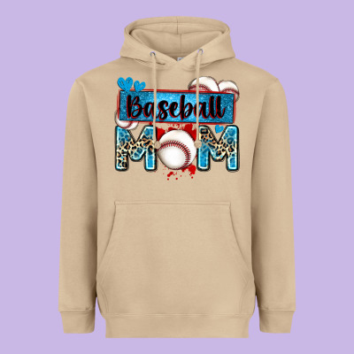 Baseball Mom With Leopard Heavyweight Hoodie Designed By Zillion Design Studio