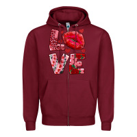 Burgundy love kiss Zipper Hoodie - RanaPortraitStore