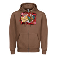 Chestnut xoxo rooster and chicken Zipper Hoodie - RanaPortraitStore