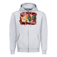 Heather Grey xoxo rooster and chicken Zipper Hoodie - RanaPortraitStore