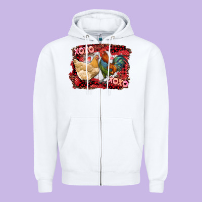 Zipper Hoodie xoxo rooster and chicken