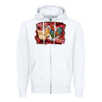 White xoxo rooster and chicken Zipper Hoodie - RanaPortraitStore