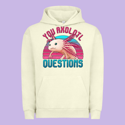 You Axolotl Questions 80's Retro Sunset Urban Hoodie Designed By Jasminsmagicworld