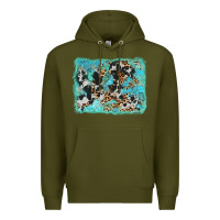Army Green turquoise cowhide leopard background Premium Hoodie - AdoDesignShop