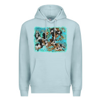 Blue Mist turquoise cowhide leopard background Premium Hoodie - AdoDesignShop