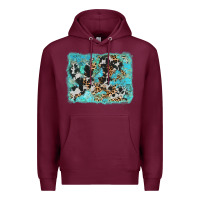 Burgundy turquoise cowhide leopard background Premium Hoodie - AdoDesignShop