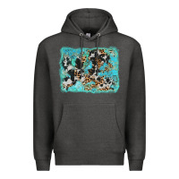 Charcoal Heather turquoise cowhide leopard background Premium Hoodie - AdoDesignShop