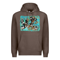 Coffee turquoise cowhide leopard background Premium Hoodie - AdoDesignShop